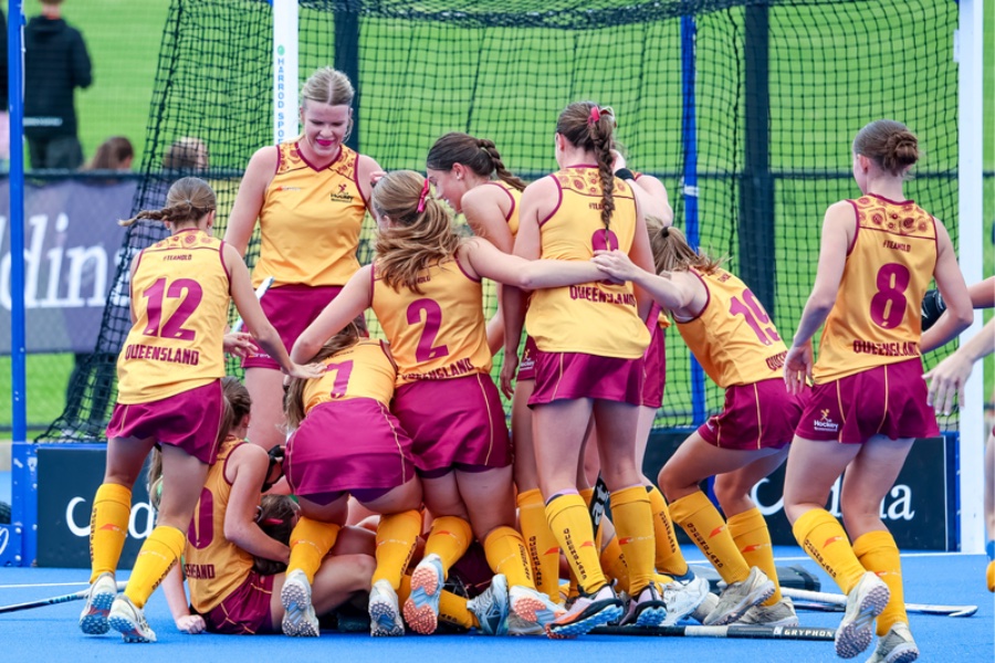 Queensland hockey team celebrating