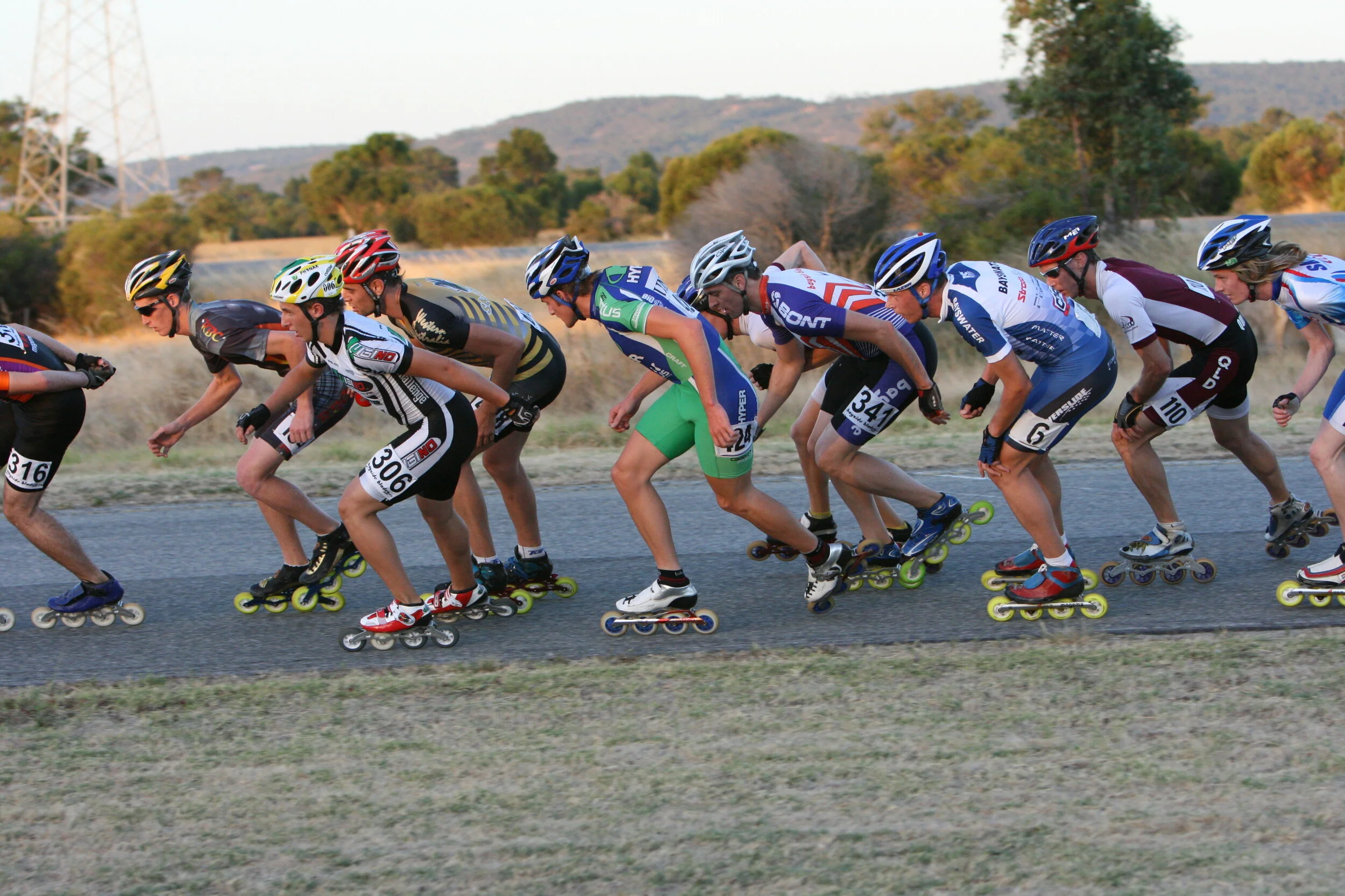 Junior speed skaters competing at a club event