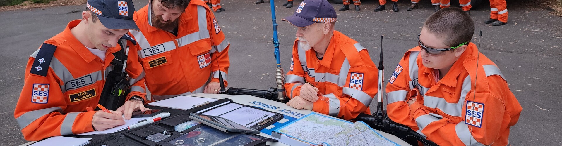 VICSES volunteers coordinating during an emergency operation